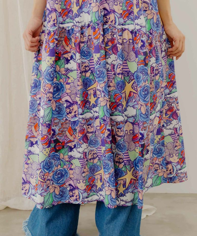 スカラーちゃん・花柄 パフスリーブワンピース-9