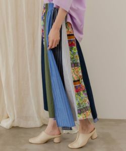花柄スカラーちゃん×異素材MIXストライプスカート-4