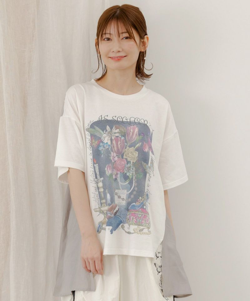 552203：レトロな貴婦人モチーフ柄 切替プルオーバーの通販-ScoLar