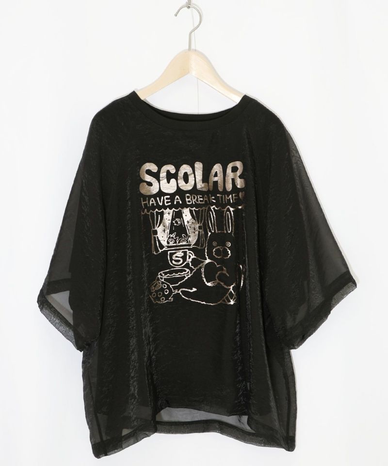 スカラー ScoLar ラビル箔プリント オーガンジー重ねプル