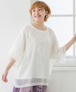 152617：ラビル箔プリント オーガンジー重ねプルオーバーの通販