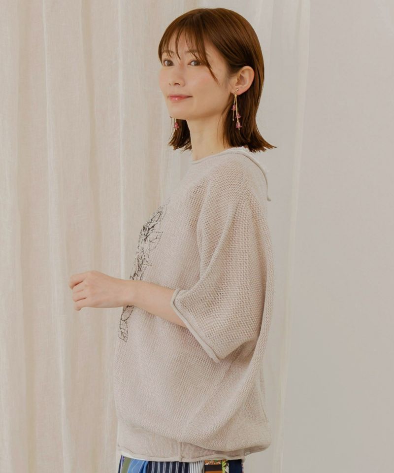 ネコ柄麻混ニット 2WAYカーディガン-3