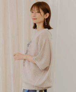 サガラ刺繍猫柄Vネックカーディガン 韓国ファッション ユニ