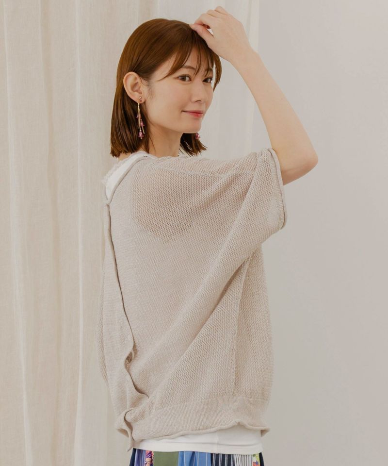 ネコ柄麻混ニット 2WAYカーディガン-4