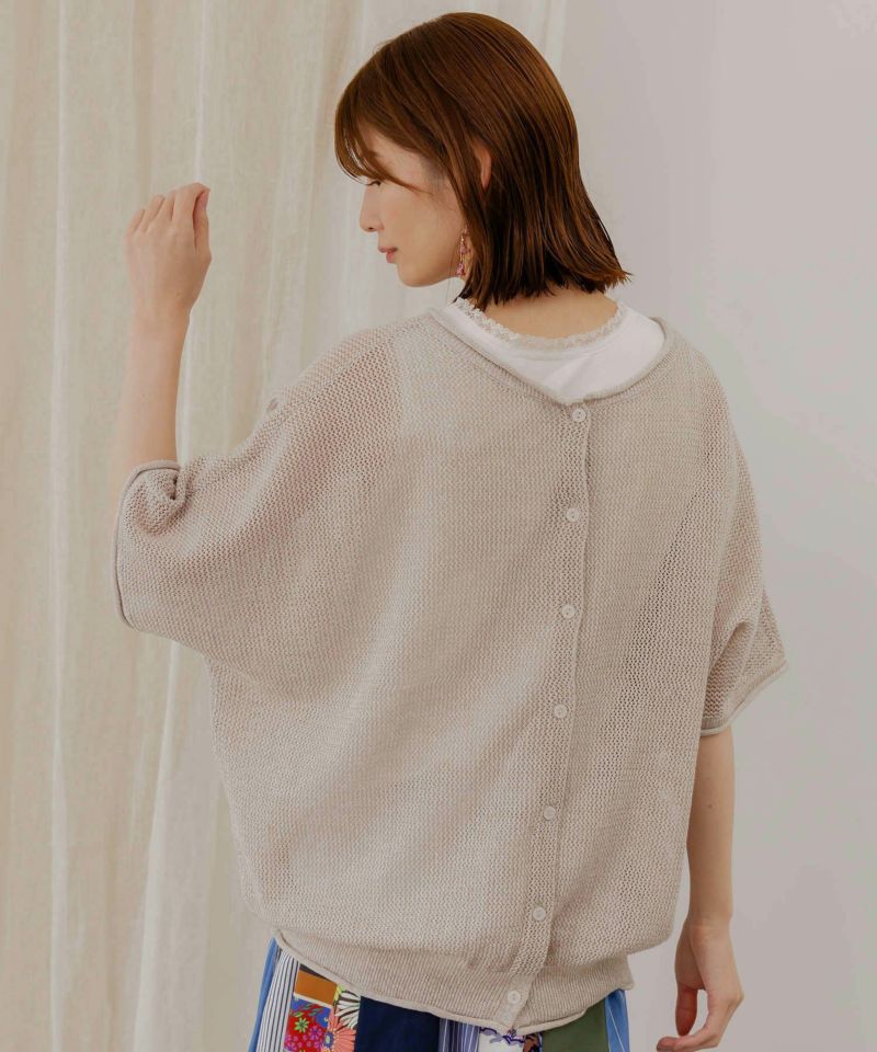 152609：ネコ柄麻混ニット 2WAYカーディガンの通販-ScoLar