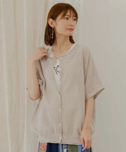 スカラー ScoLar ネコ柄麻混ニット 2WAYカーディガン （ブルー