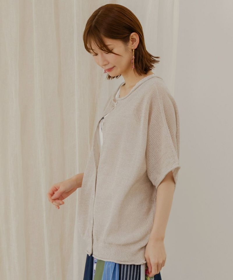 ネコ柄麻混ニット 2WAYカーディガン-10