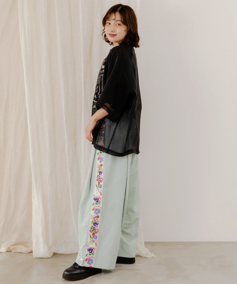 花柄ラインパンツ-4