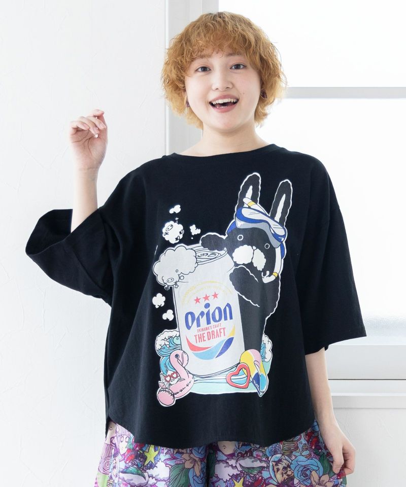 orion×ScoLar ラビルのビーチパーティ柄Tシャツ-1