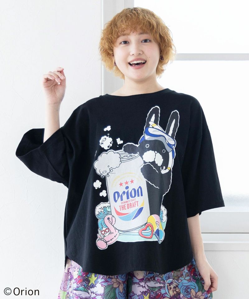 orion×ScoLar ラビルのビーチパーティ柄Tシャツ-1