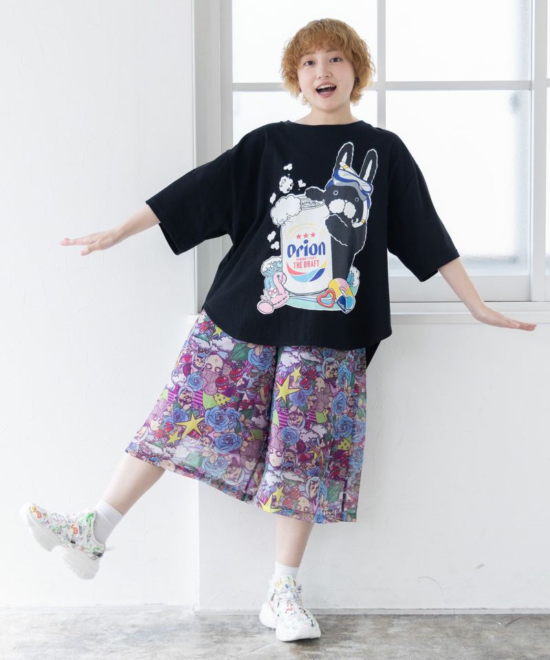 orion×ScoLar ラビルのビーチパーティ柄Tシャツ-2