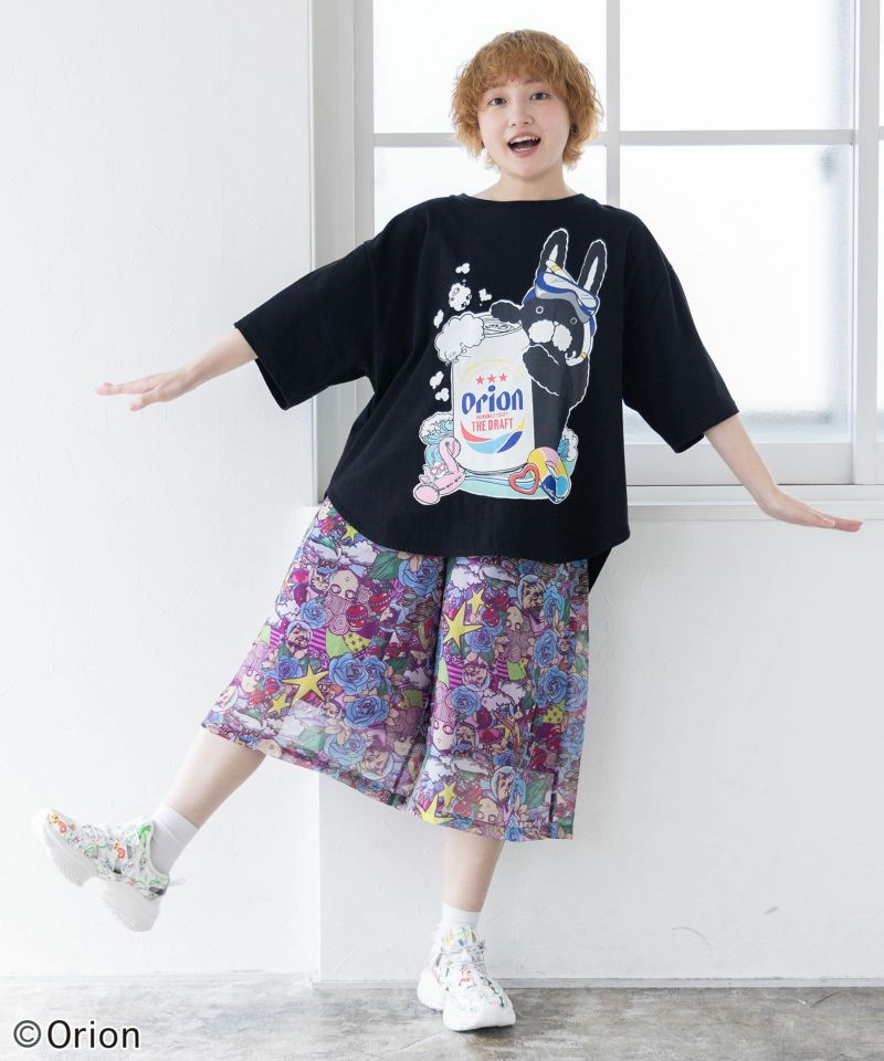 orion×ScoLar ラビルのビーチパーティ柄Tシャツ-2