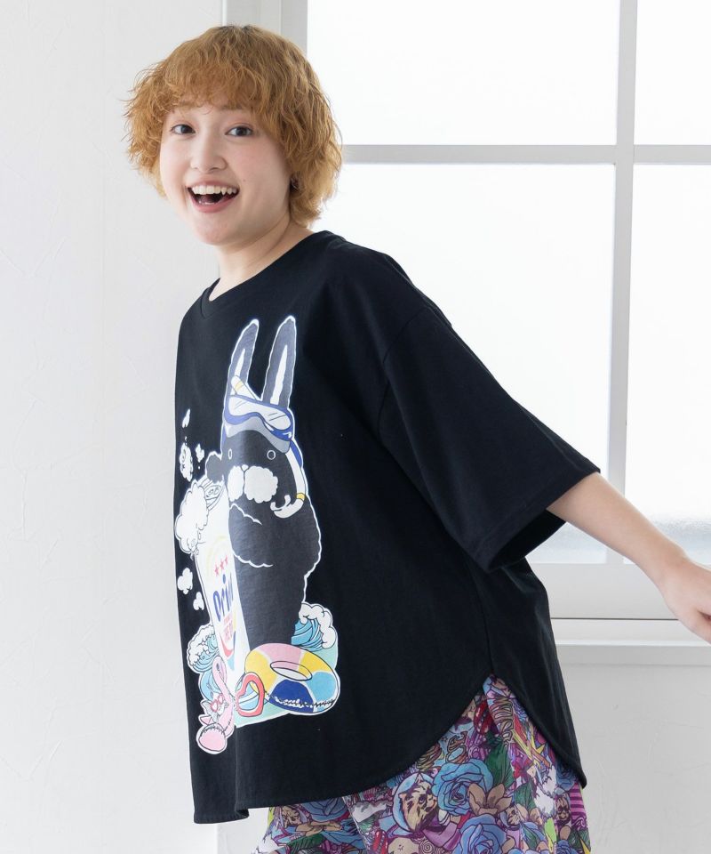 orion×ScoLar ラビルのビーチパーティ柄Tシャツ-3