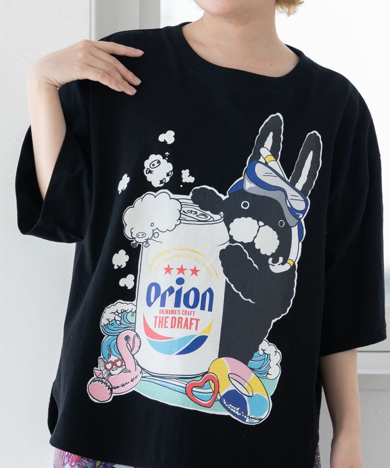 orion×ScoLar ラビルのビーチパーティ柄Tシャツ-7
