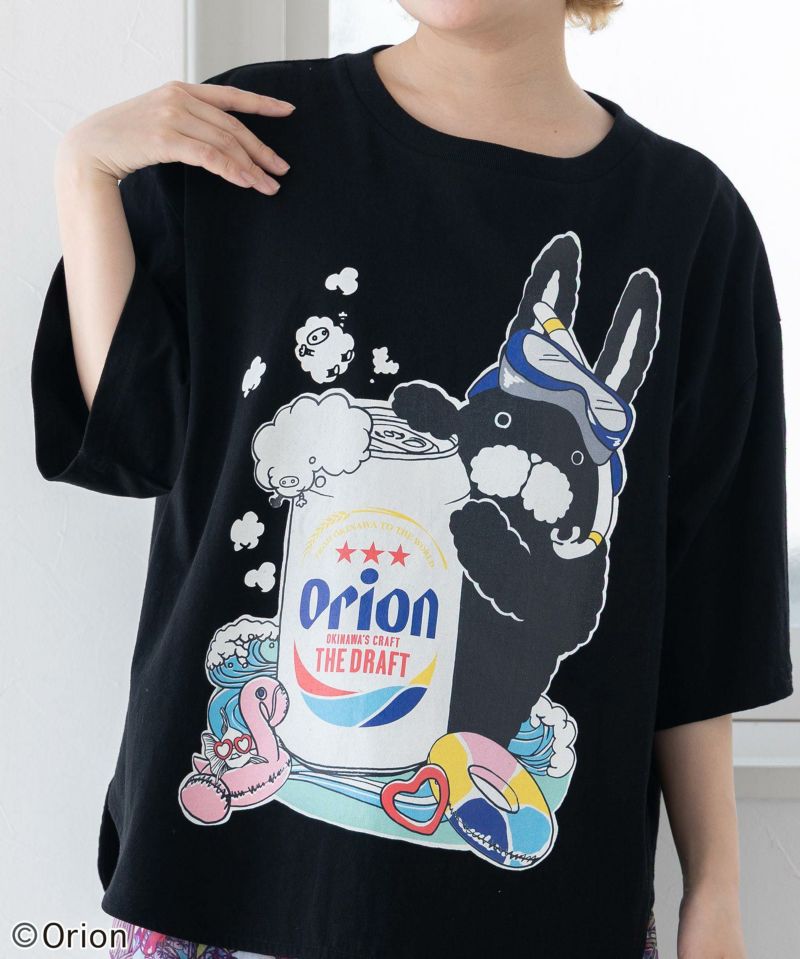 orion×ScoLar ラビルのビーチパーティ柄Tシャツ-7
