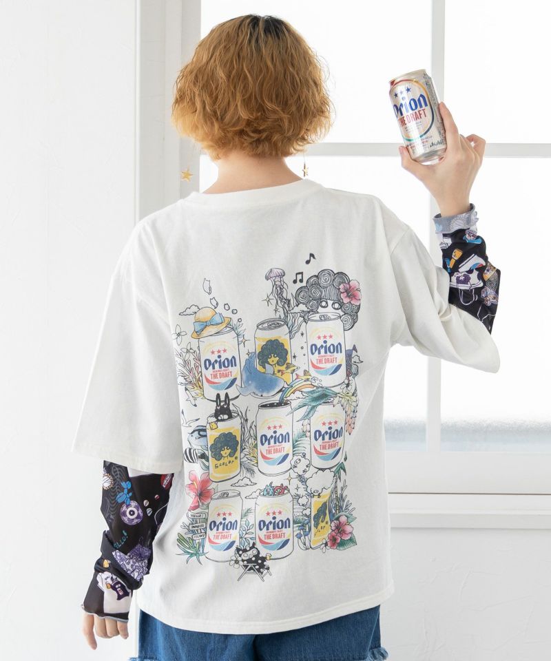 orion×ScoLar ビアーパラダイス柄Tシャツ-1