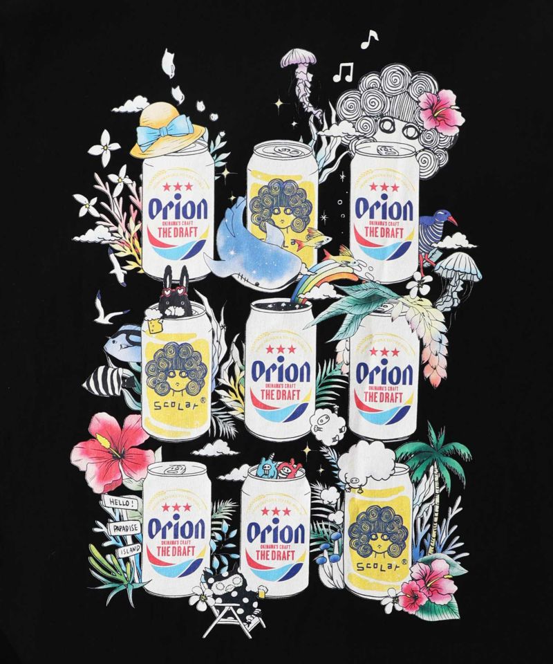 orion×ScoLar ビアーパラダイス柄Tシャツ-14