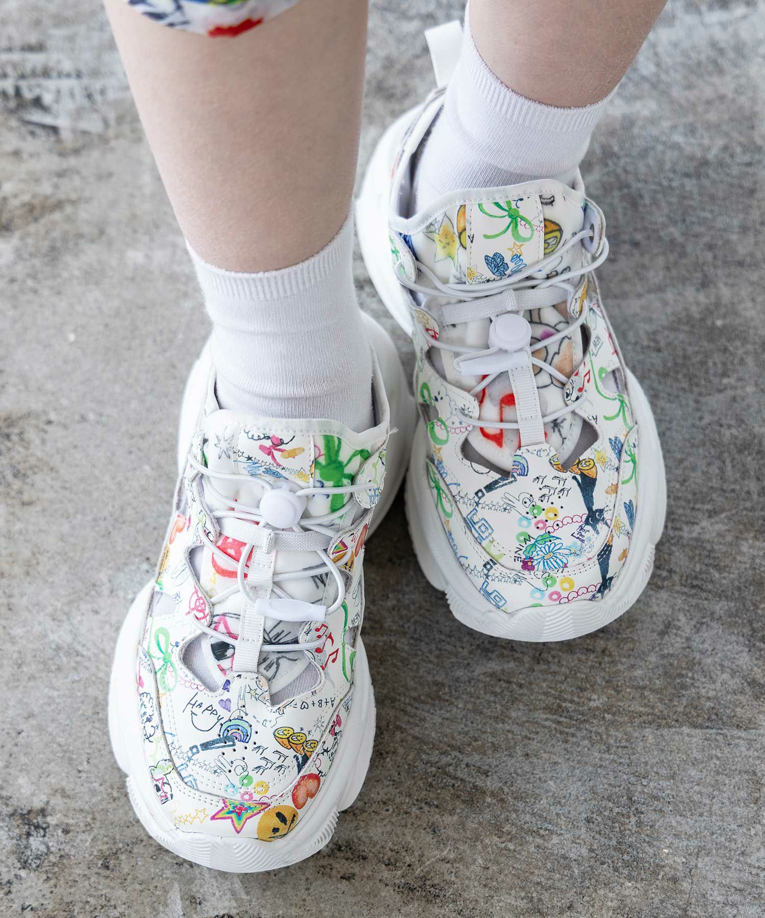 SS-187：POP総柄厚底サンダルスニーカーの通販-ScoLar 
