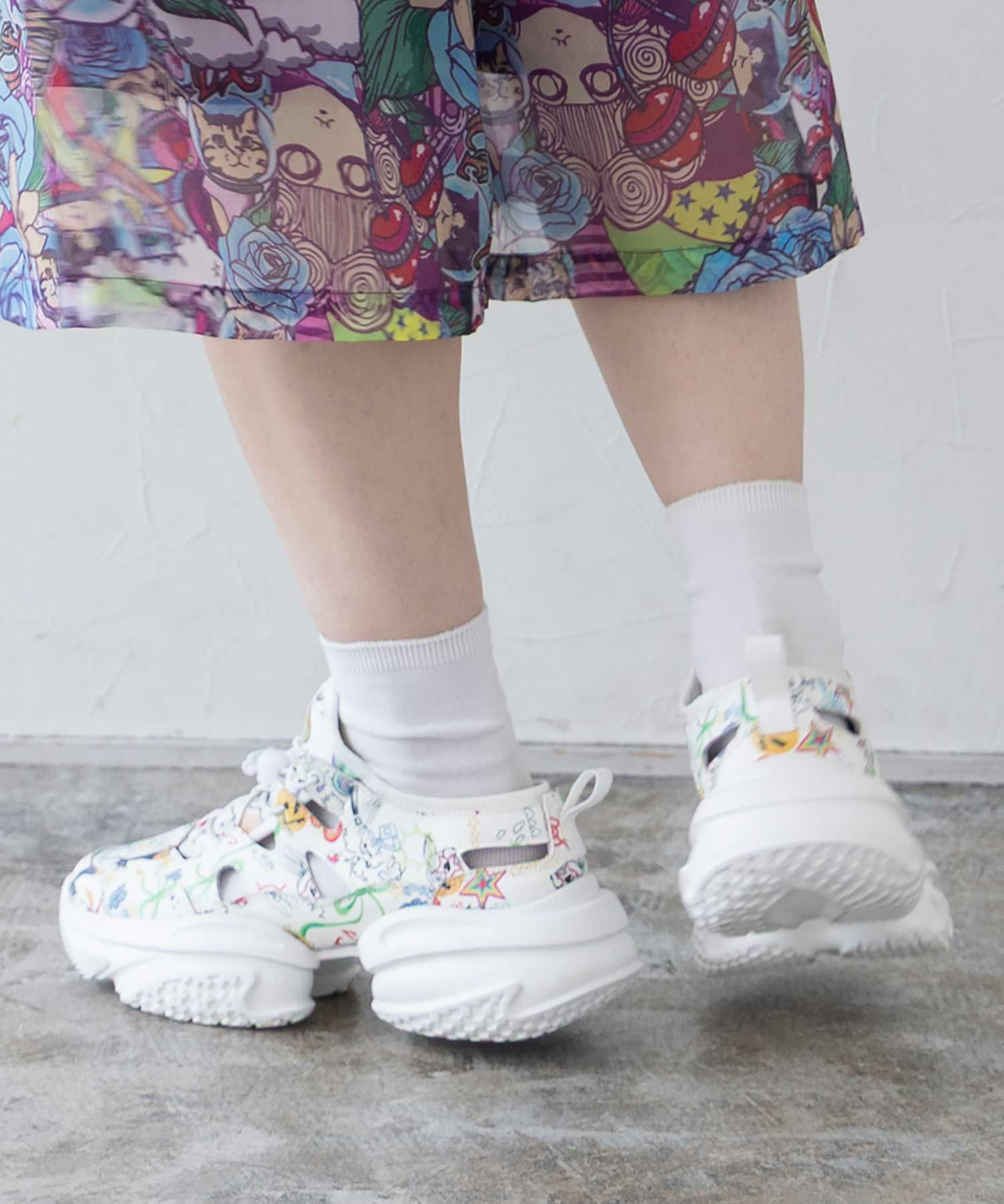 SS-187：POP総柄厚底サンダルスニーカーの通販-ScoLar 