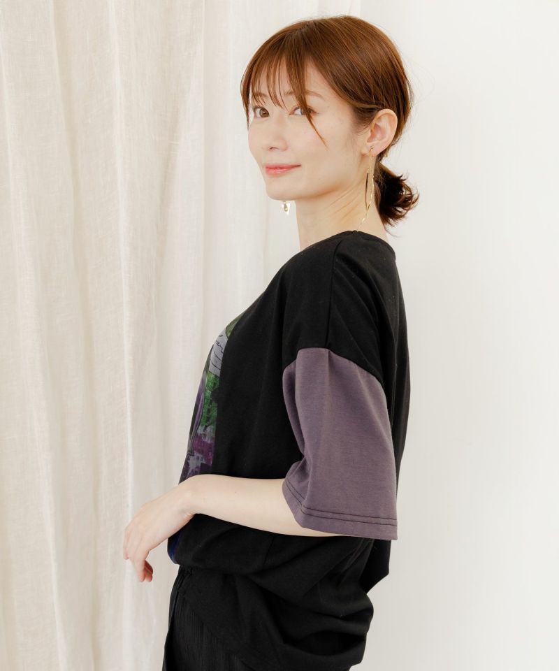 アートコラージュ チュール重ね切替Tシャツ-3