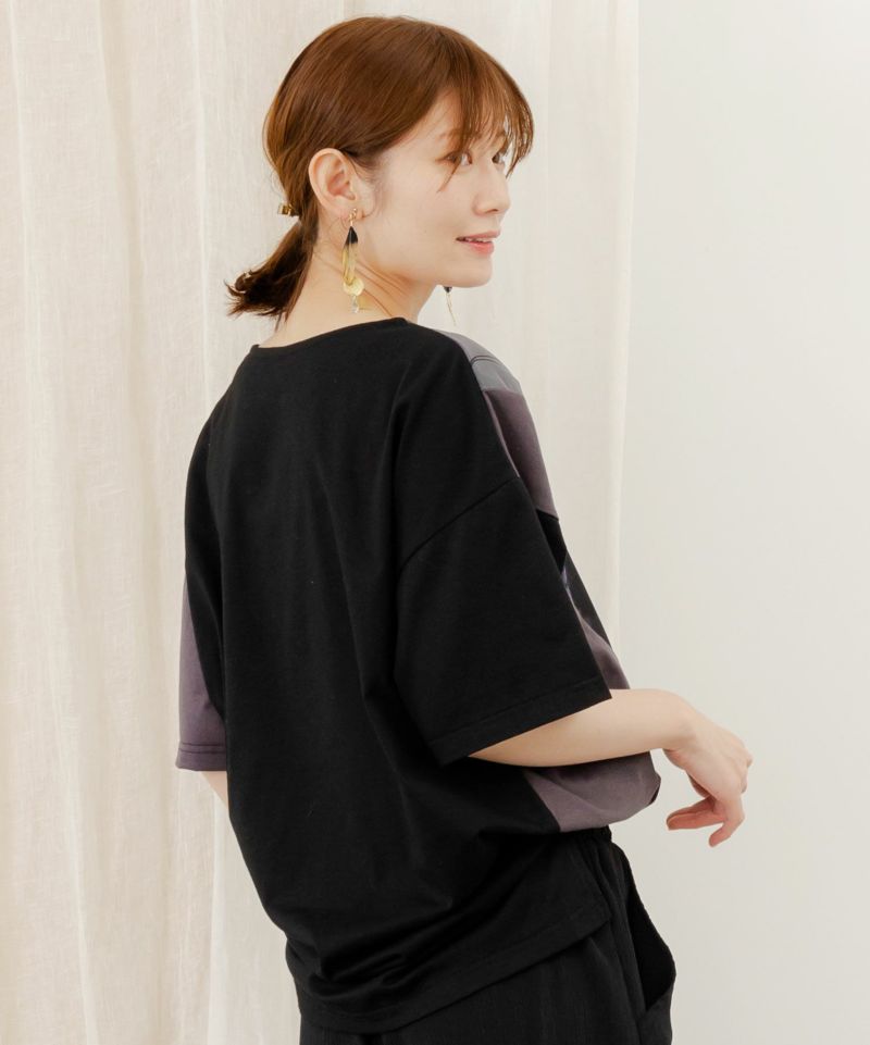 アートコラージュ チュール重ね切替Tシャツ-4
