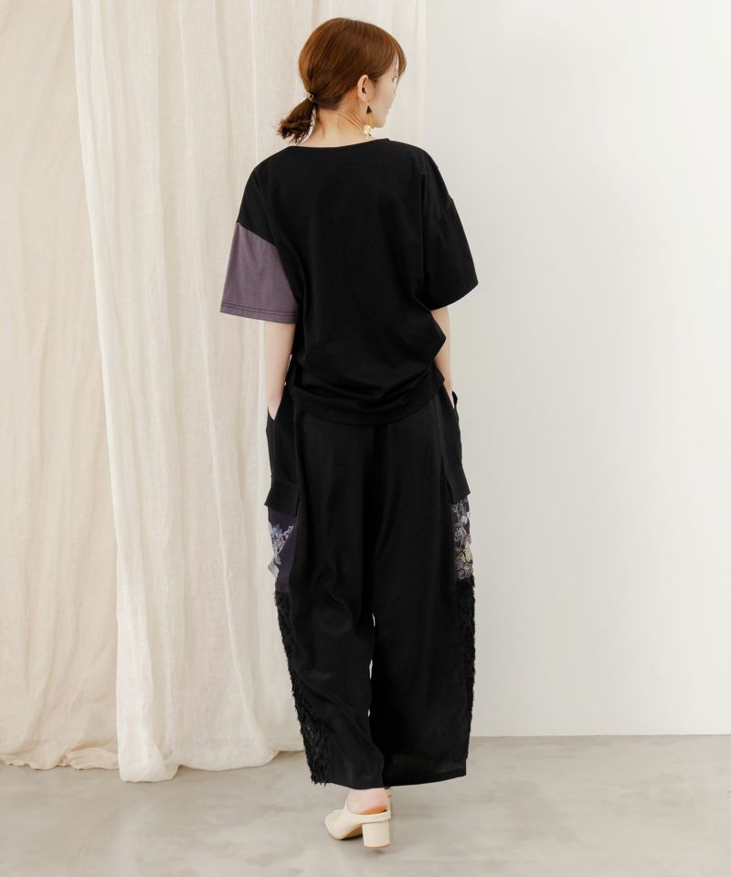 アートコラージュ チュール重ね切替Tシャツ-5
