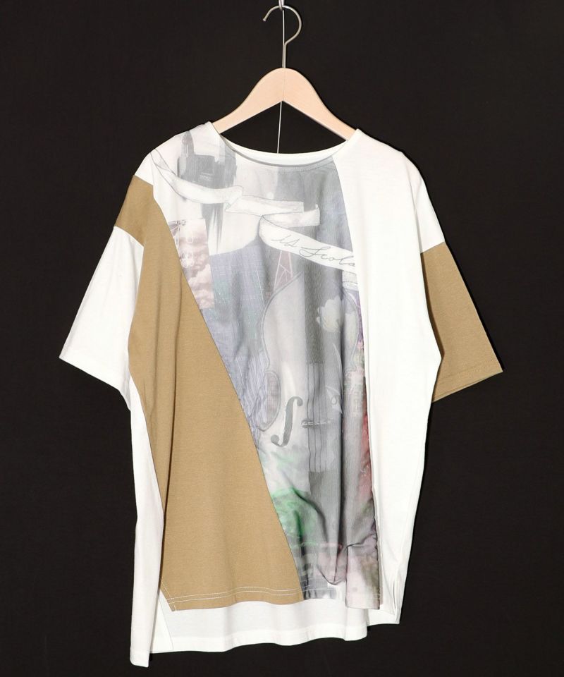 アートコラージュ チュール重ね切替Tシャツ-7