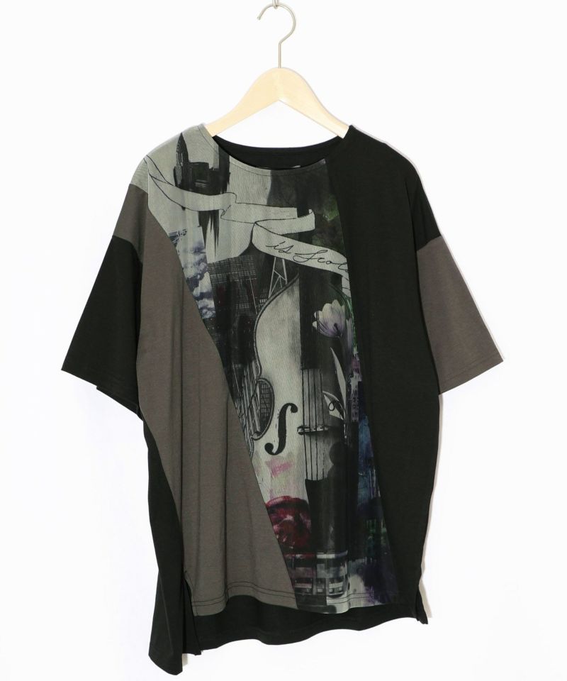 アートコラージュ チュール重ね切替Tシャツ-9