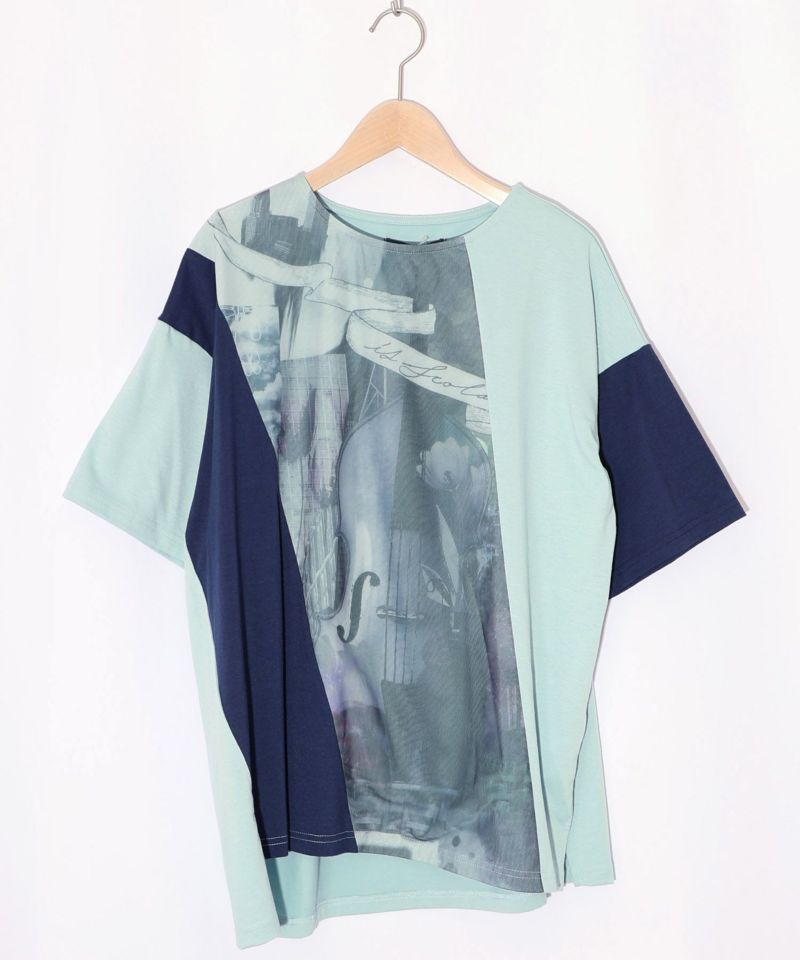アートコラージュ チュール重ね切替Tシャツ-11