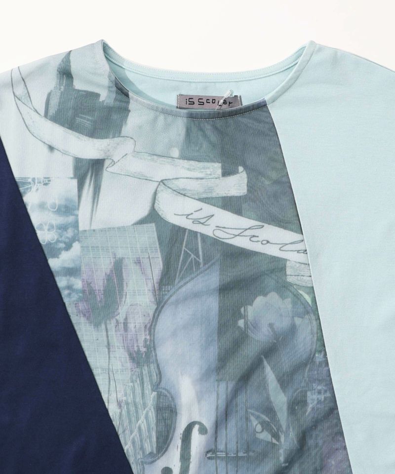 アートコラージュ チュール重ね切替Tシャツ-13