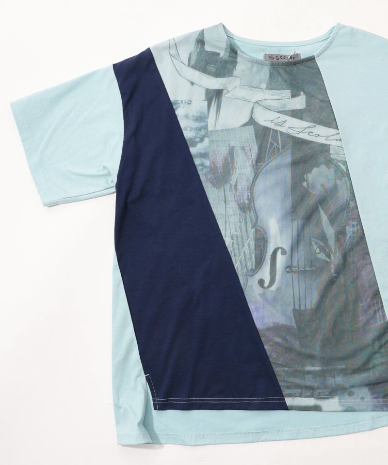 アートコラージュ チュール重ね切替Tシャツ-14