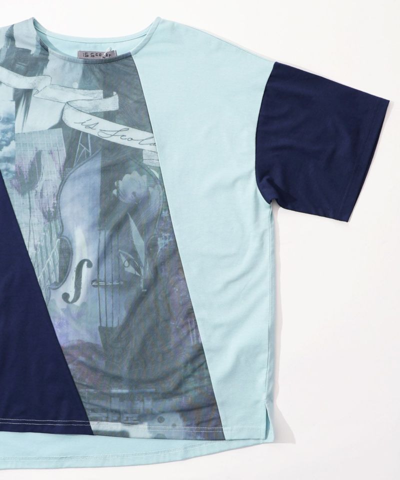 アートコラージュ チュール重ね切替Tシャツ-15