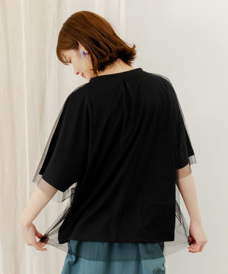 ワンシーン箔プリント チュール重ねTシャツ-7