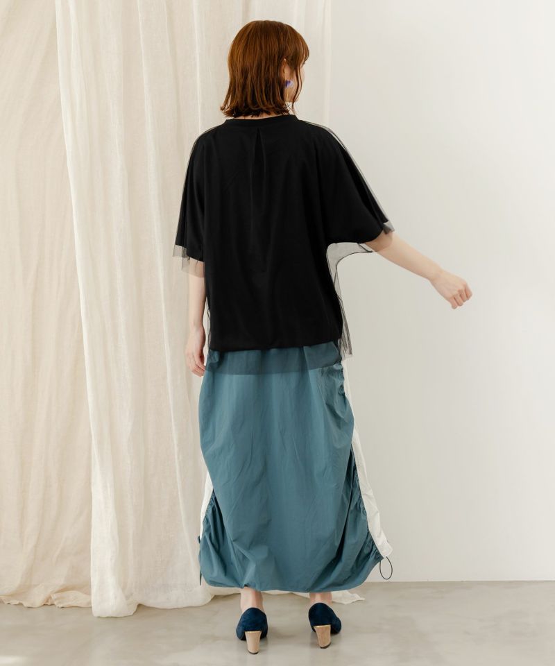 ワンシーン箔プリント チュール重ねTシャツ-8