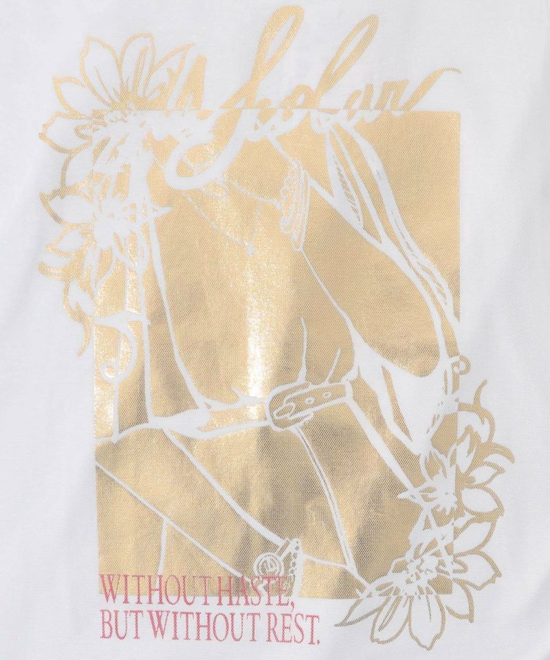 ワンシーン箔プリント チュール重ねTシャツ-12
