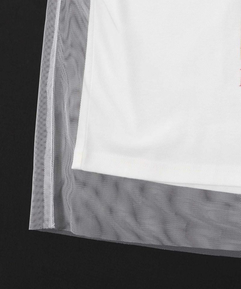 ワンシーン箔プリント チュール重ねTシャツ-17