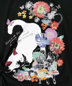 花とネコ柄メローステッチワンピース-13