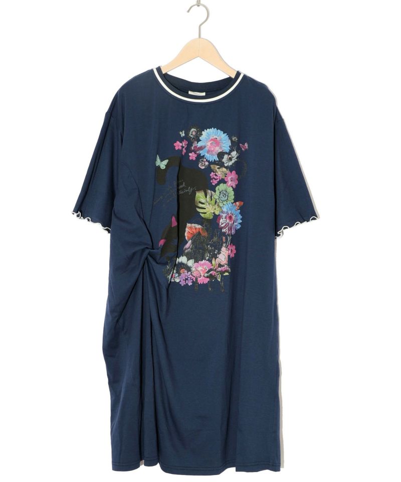 花とネコ柄メローステッチワンピース-14