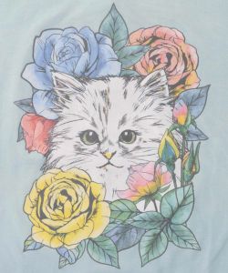 花とネコちゃん柄 チュール重ねプルオーバー-13