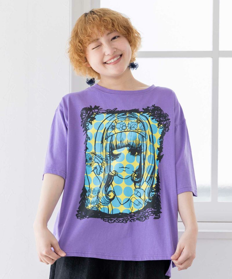 女の子メイク柄Tシャツ-1