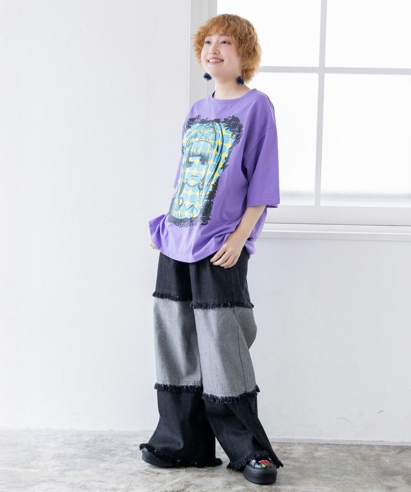 女の子メイク柄Tシャツ-4