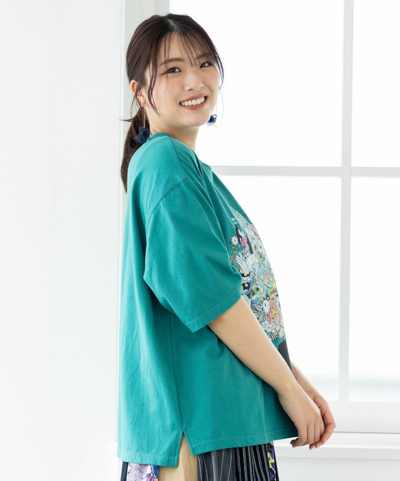 花とアニマルアートTシャツ-3