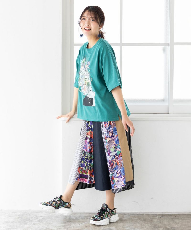 花とアニマルアートTシャツ-4