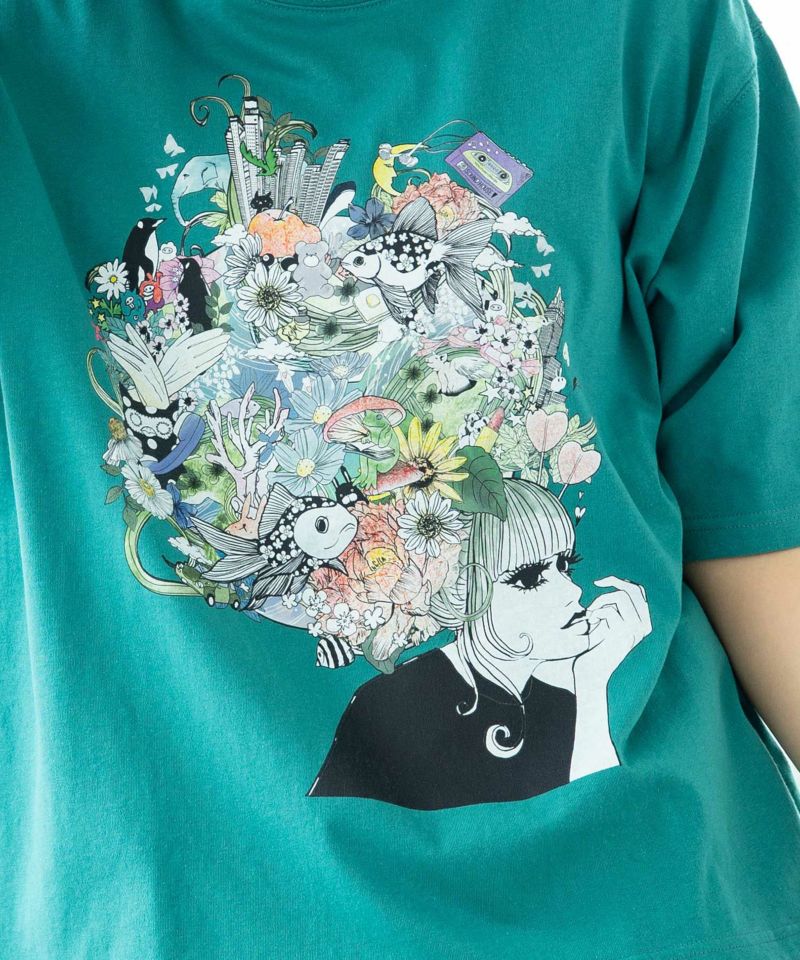 花とアニマルアートTシャツ-7
