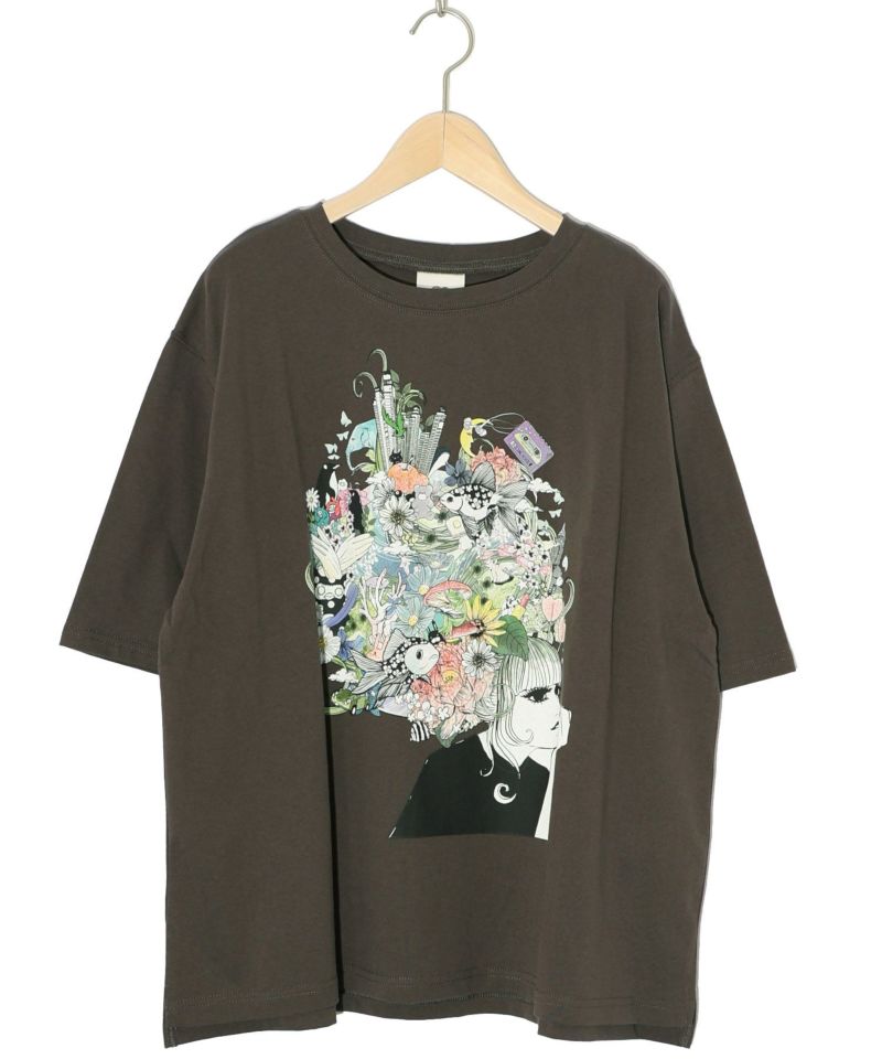 花とアニマルアートTシャツ-9