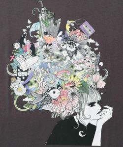 花とアニマルアートTシャツ-10