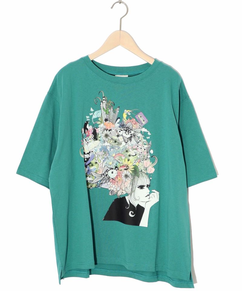 花とアニマルアートTシャツ-11