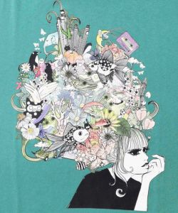 花とアニマルアートTシャツ-12