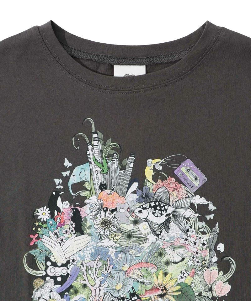 花とアニマルアートTシャツ-15