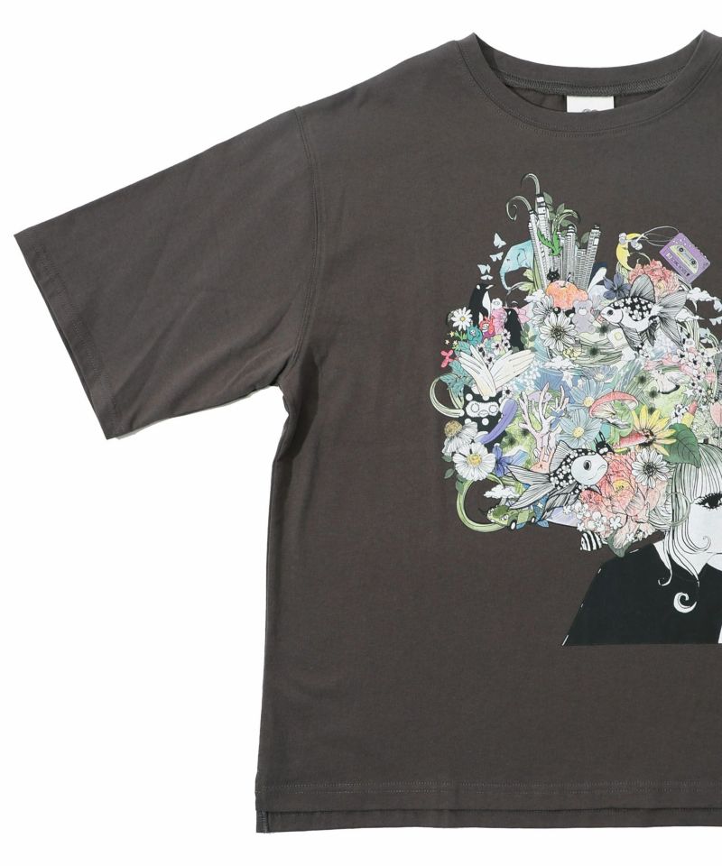 花とアニマルアートTシャツ-16